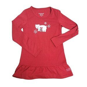 American Girl Size Small 7/8 Playful‎ Polar Bear Red PJ Top